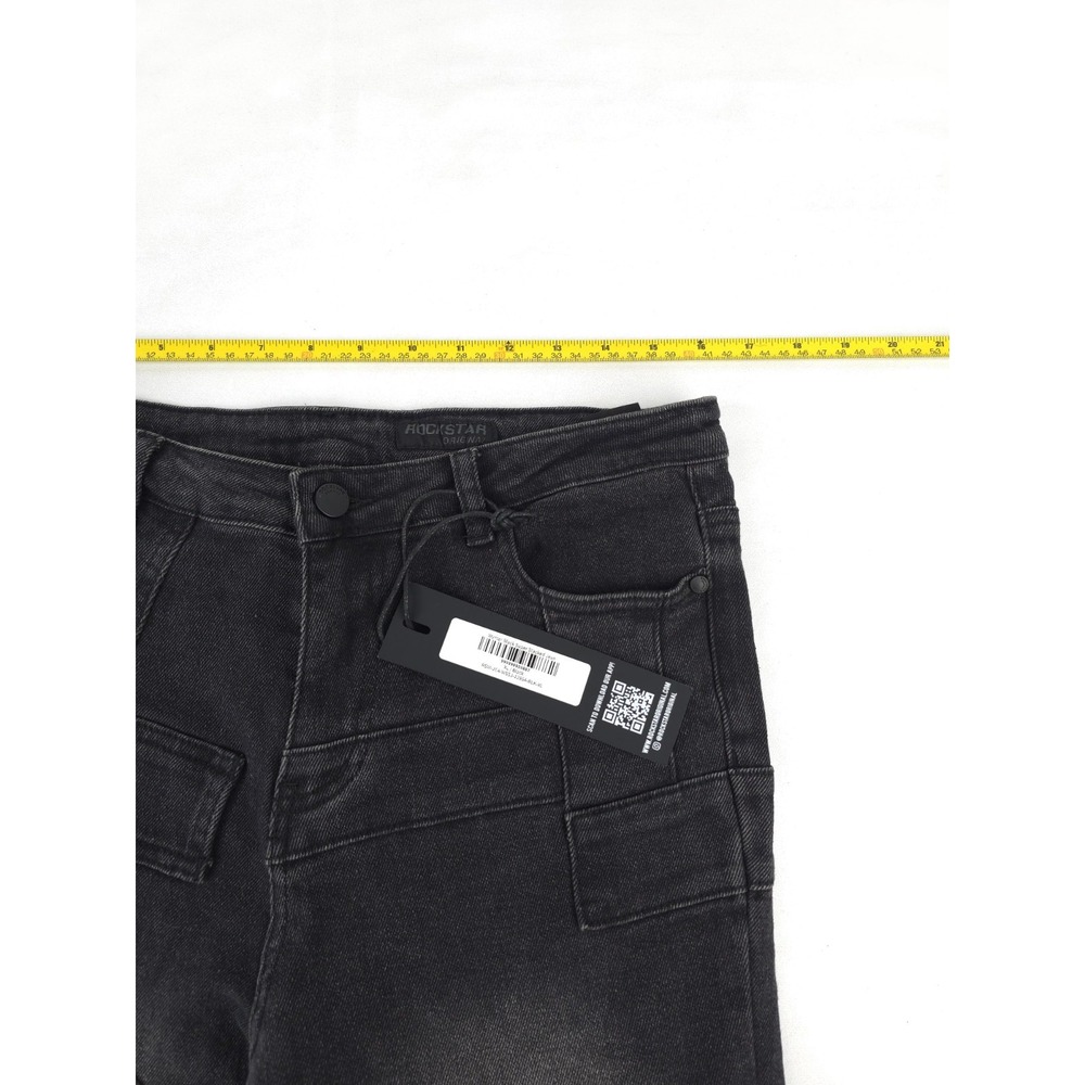 Rockstar Original Jeans XL Wynter Black Super Stacked Flare Cargo Pockets NWT - Picture 10 of 13
